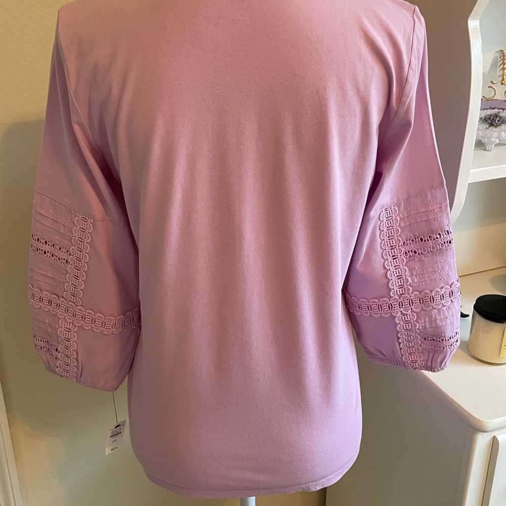 🌟HP🌟 NWT Talbots Lace Sleeve Top - Picture 3 of 6